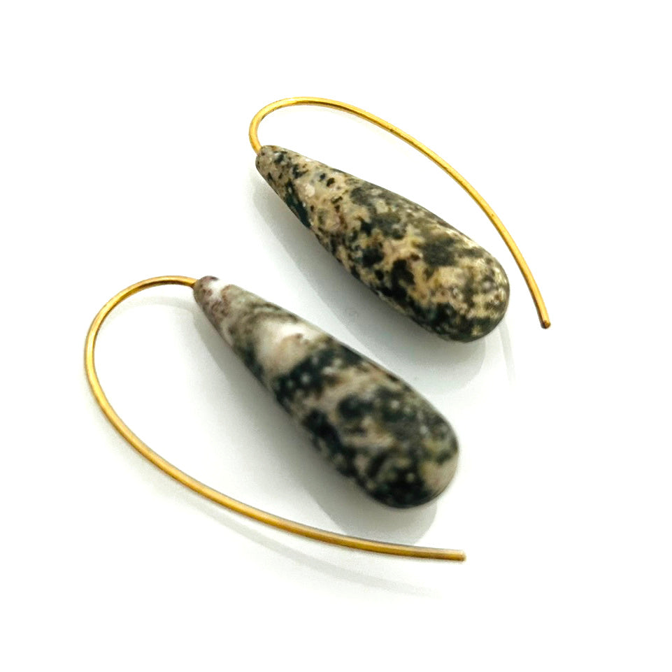 Jasper earrings 925 silver gold-plated