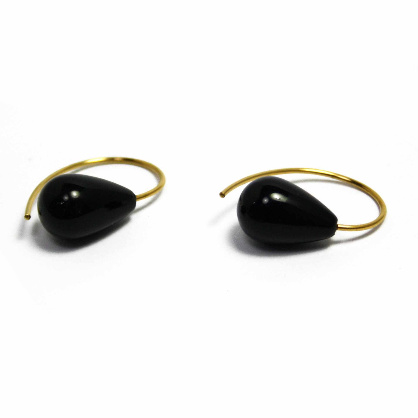 Earrings Onyx 925 silver gold plated