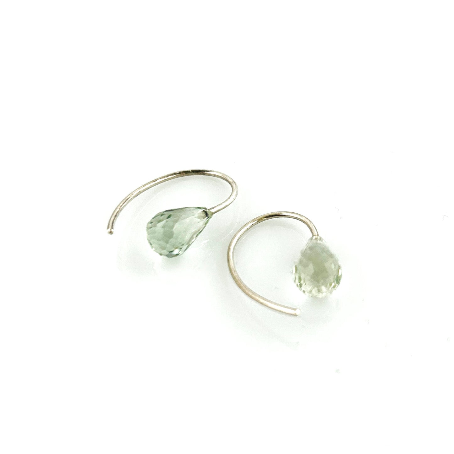 Earrings prasiolite faceted 925 silver