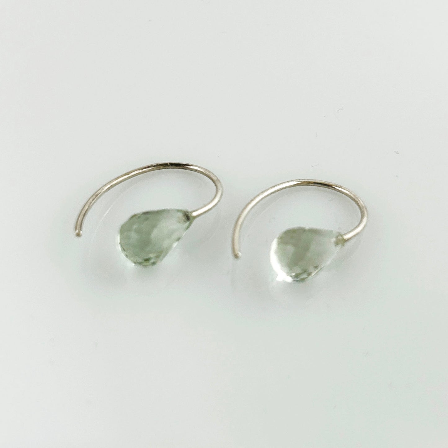 Earrings prasiolite faceted 925 silver