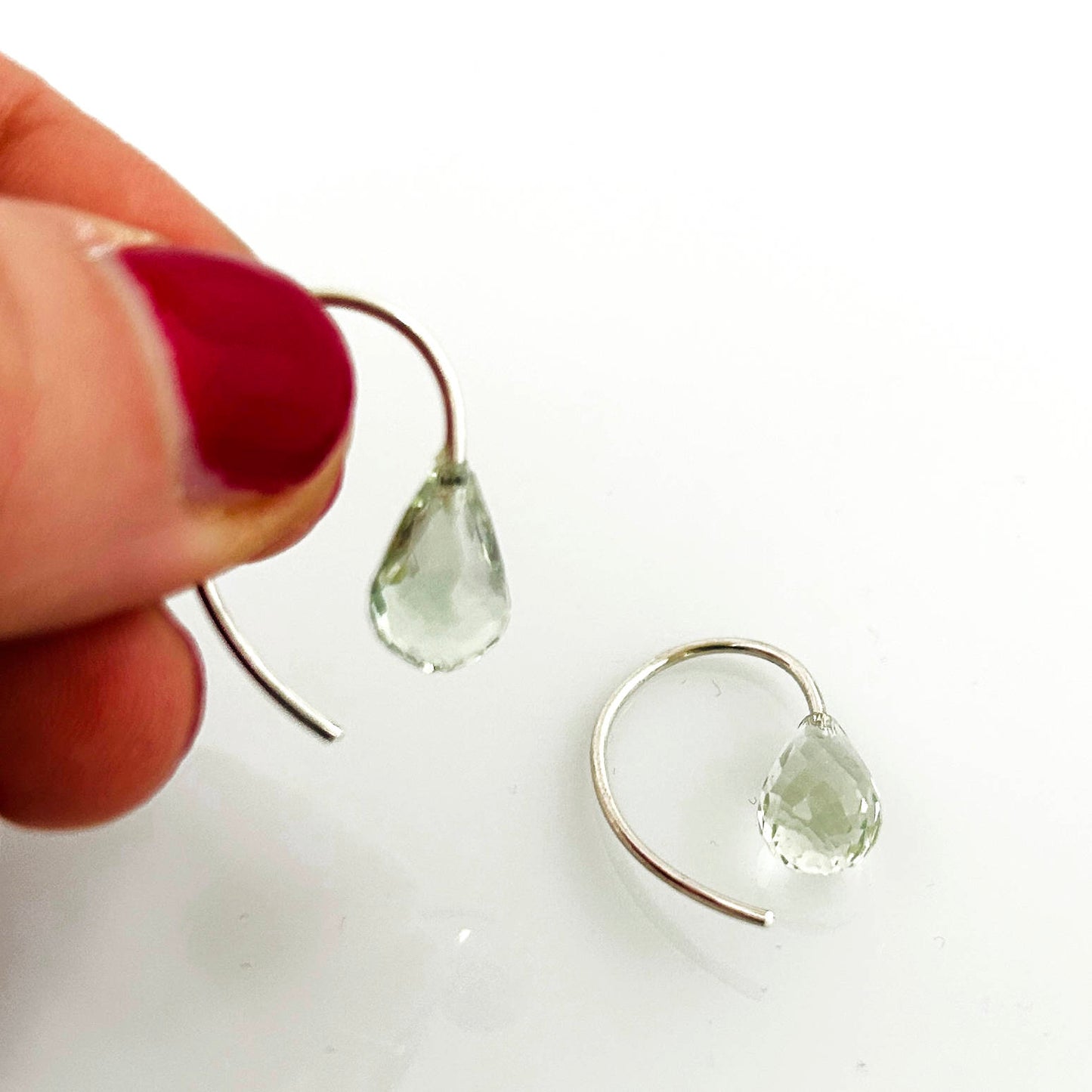 Earrings prasiolite faceted 925 silver