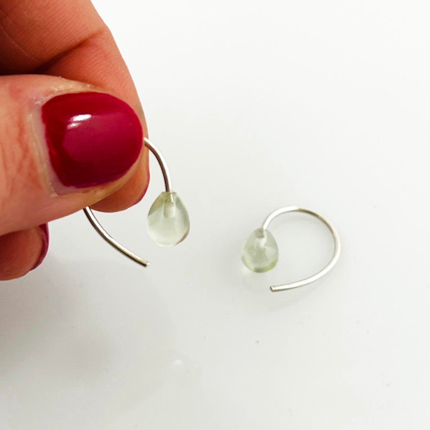 Delicate earrings Prehnite 925 silver