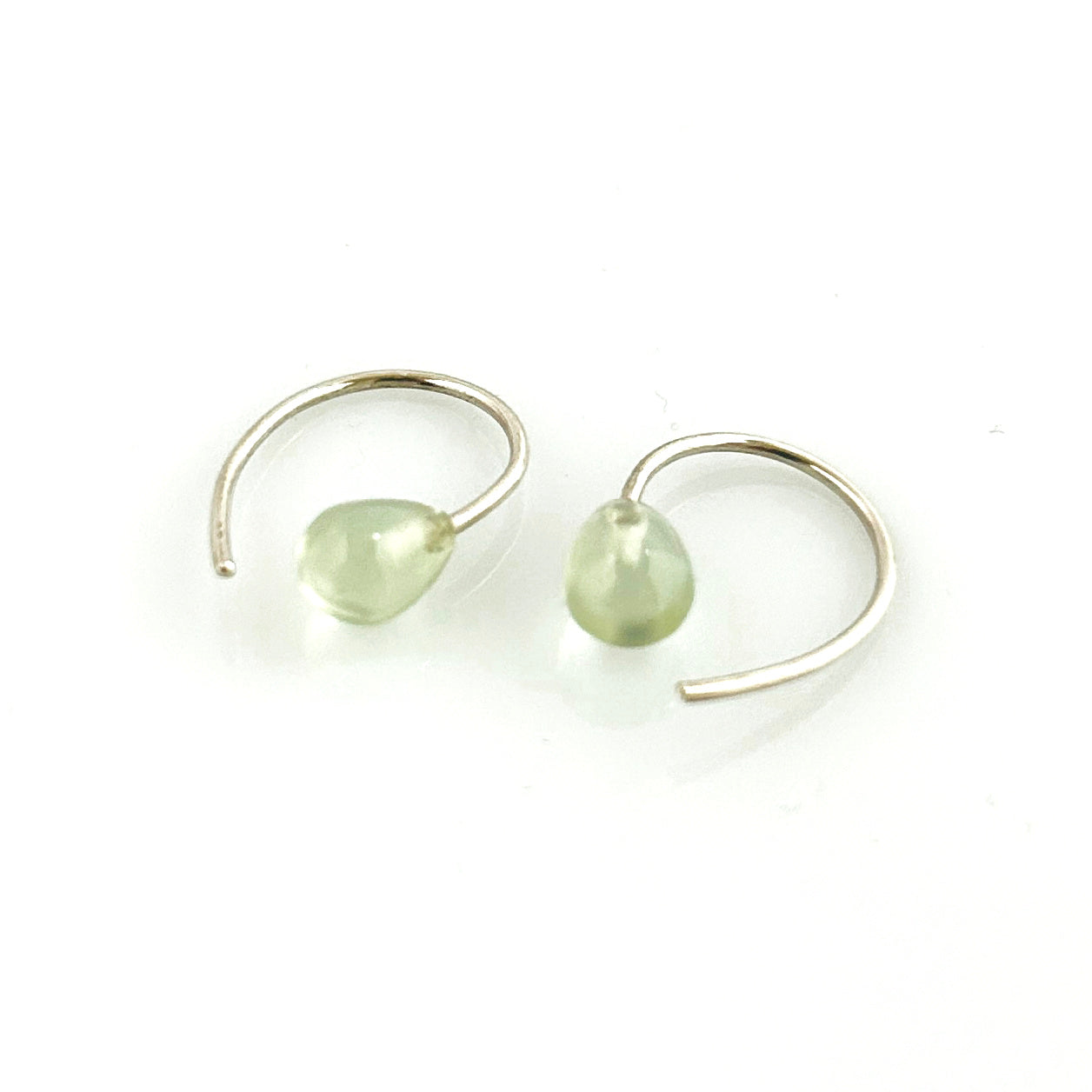 Delicate earrings Prehnite 925 silver