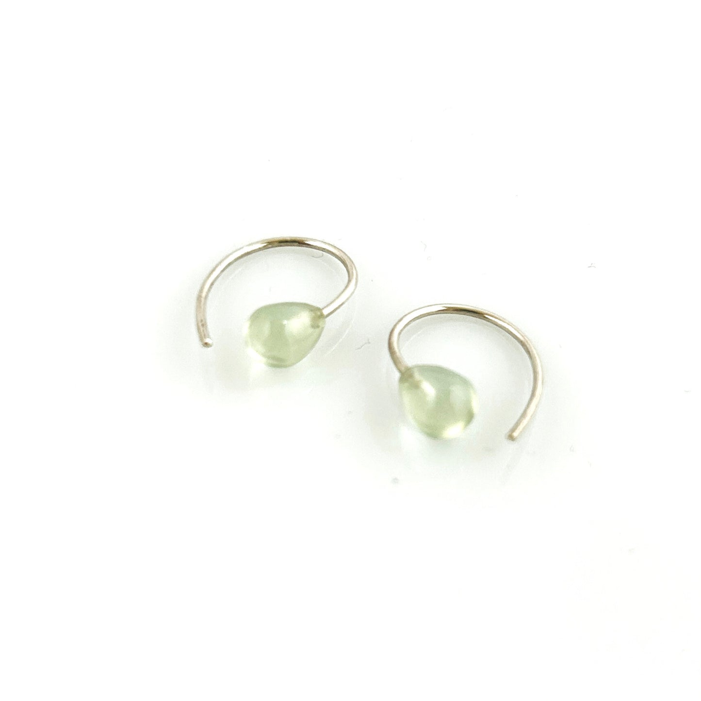 Delicate earrings Prehnite 925 silver