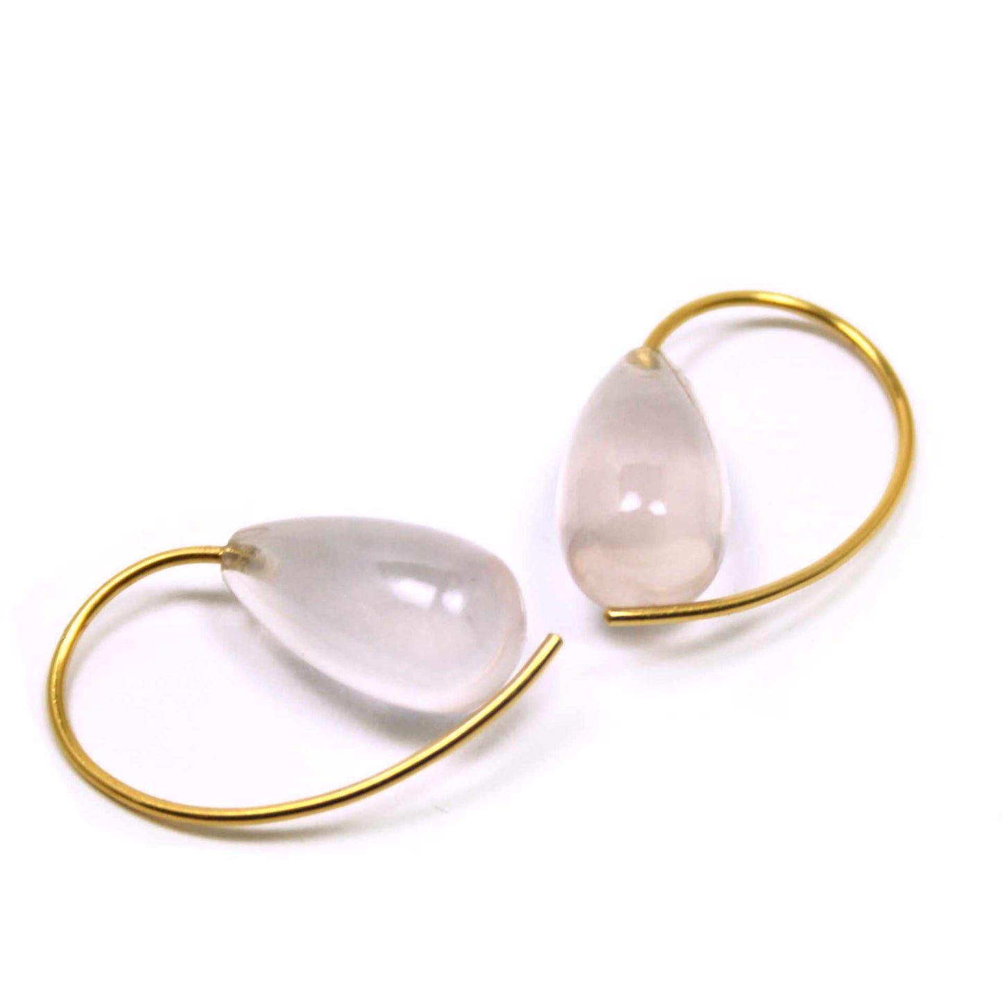 Earrings rose quartz 925 silver gold plated