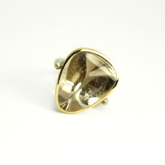 Ring 750 gold 925 silver with rutilated quartz size. 57